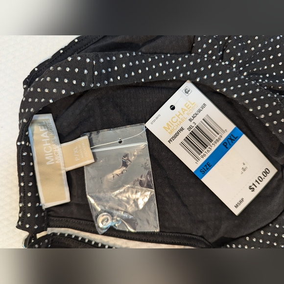 Michael kors cold shoulder smock long sleeve Black rhinestone size PXL. - Picture 8 of 9